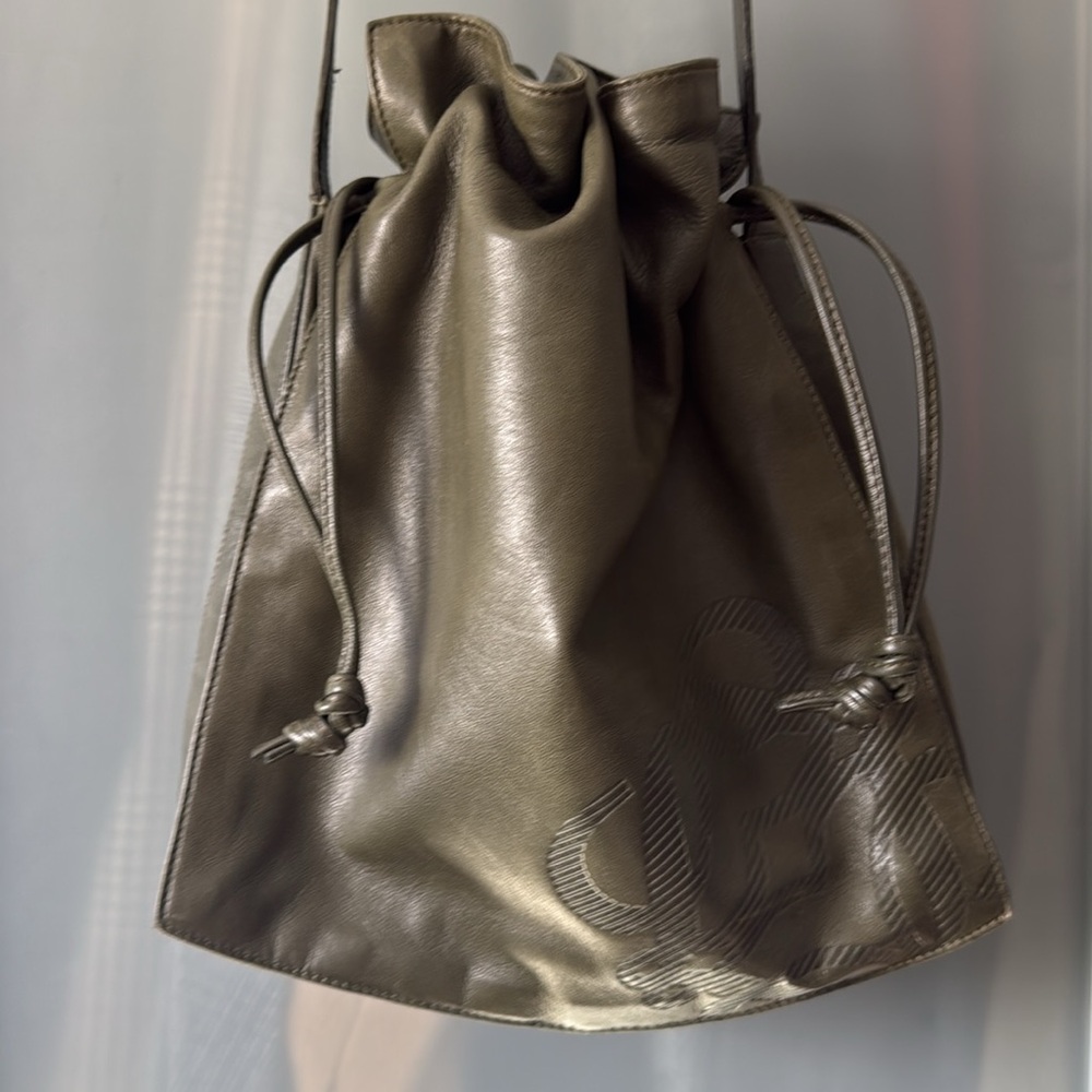 Loewe Green Flamenco Leather Drawstring Shoulder Bag Vintage - Picture 2 of 10